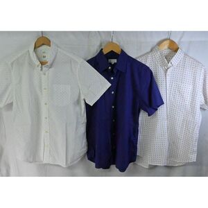Lot 3 Gap Mens Small Short‎ Sleeve Button Front Summer AOP All Over Dot Shirts